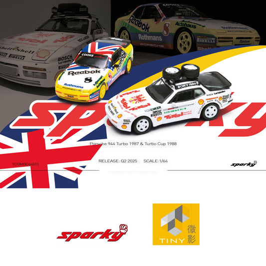 SPARKY x TINY 1/64 Porsche 944 Turbo 1987 & Turbo Cup 1988 Combo Set (Tiny Exclusive）YCOMBO64015