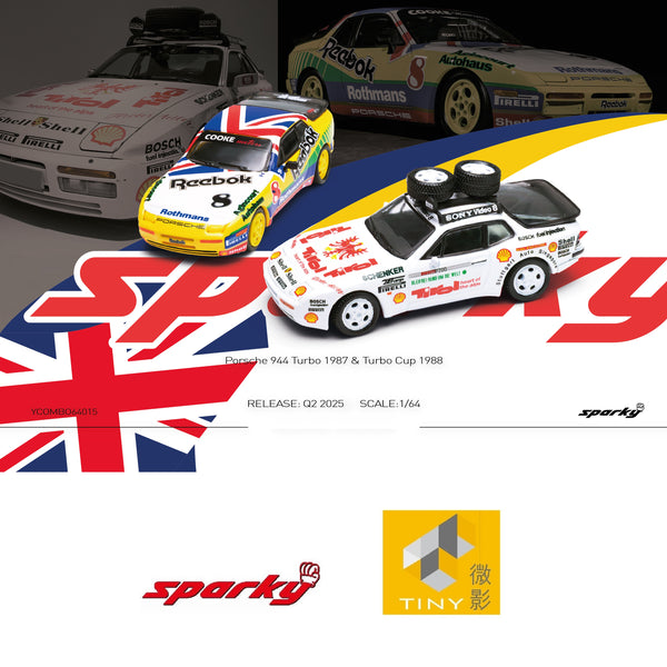 PREORDER SPARKY x TINY 1/64 Porsche 944 Turbo 1987 & Turbo Cup 1988 Combo Set (Tiny Exclusive）YCOMBO64015 (Approx. Release Date : Q2 2025 subject to the manufacturer's final decision)