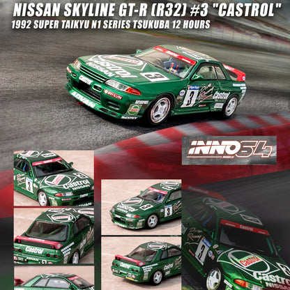 INNO64 1/64 NISSAN SKYLINE GT-R (R32) #3 "CASTROL" Super Taikyu N1 Series Tsukuba 12 Hours 1992 IN64-R32-CA3