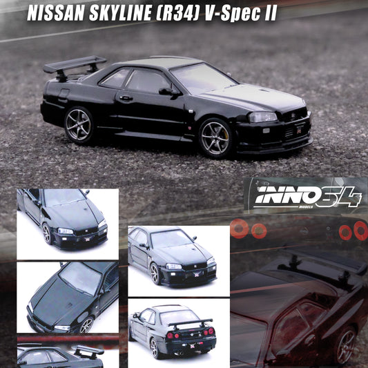 INNO64 1/64 NISSAN SKYLINE GT-R (R34) V-SPEC II BLACK IN64-R34VS-BLA