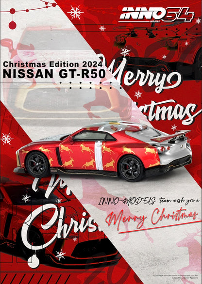 INNO64 1/64 NISSAN GT-R50 "X'MAS 2024" Special Edtion With Chrome Gold Chase Car Limited Production IN64-R50-XMAS24