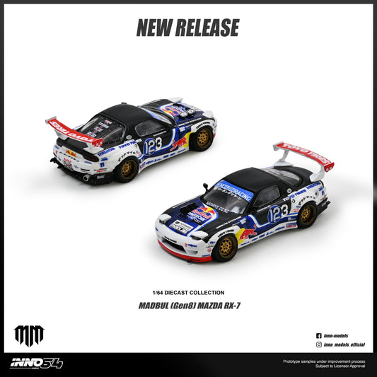 PREORDER INNO64 1/64 MAZDA RX-7 MAD MIKE "MADBUL Gen8" IN64-RX7MM-01 (Approx. Release Date : Q4 2026 subject to the manufacturer's final decision)