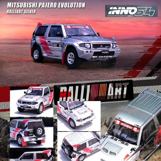 INNO64 1/64 MITSUBISHI PAJERO EVOLUTION "RALLIART" Silver IN64-EVOP-RASIL