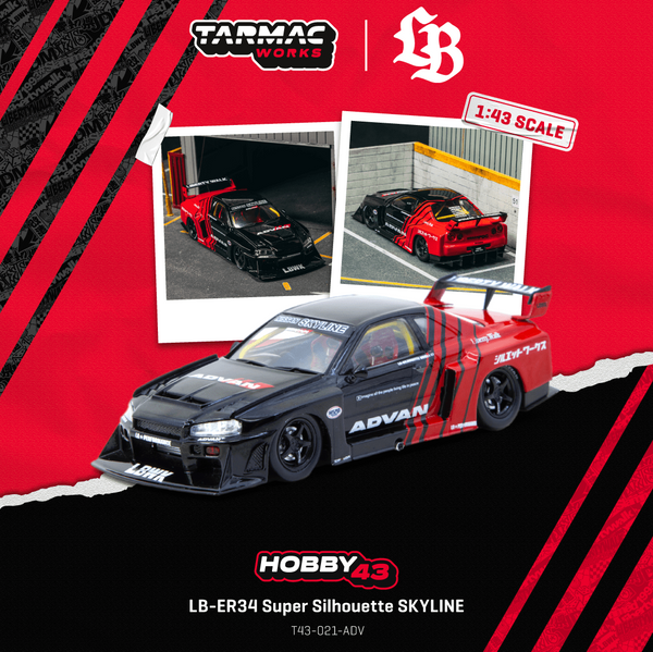 PREORDER TARMAC WORKS HOBBY43 1/43 LB-ER34 Super Silhouette SKYLINE ADVAN T43-021-ADV (Approx. Release Date :  FEB 2026 subject to manufacturer's final decision)