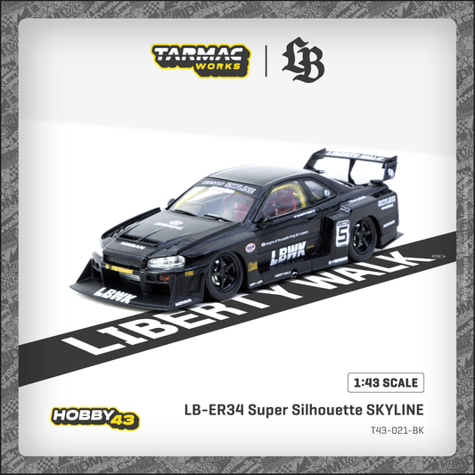 TARMAC WORKS HOBBY43 1/43 LB-ER34 Super Silhouette SKYLINE Black T43-021-BK