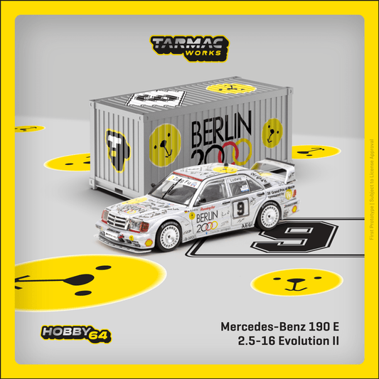 TARMAC WORKS HOBBY64 1/64 Mercedes-Benz 190 E 2.5-16 Evolution II Macau Guia Race 1992 K.Ludwig with Container T64-024-92MGP09
