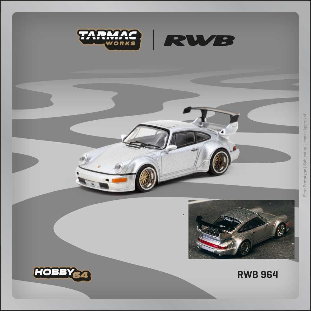 TARMAC WORKS HOBBY64 1/64 RWB 964 Silver T64-037-SL