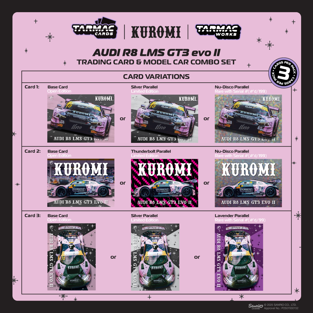 TARMAC WORKS HOBBY64 1/64 Audi R8 LMS GT3 evo II Macau GT Cup - FIA GT World Cup 2024 Uno Racing Adderly Fong Model Car + Trading Cards Combo Set T64-043-24MGP10