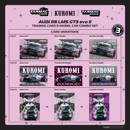 TARMAC WORKS HOBBY64 1/64 Audi R8 LMS GT3 evo II Macau GT Cup - FIA GT World Cup 2024 Uno Racing Adderly Fong Model Car + Trading Cards Combo Set T64-043-24MGP10