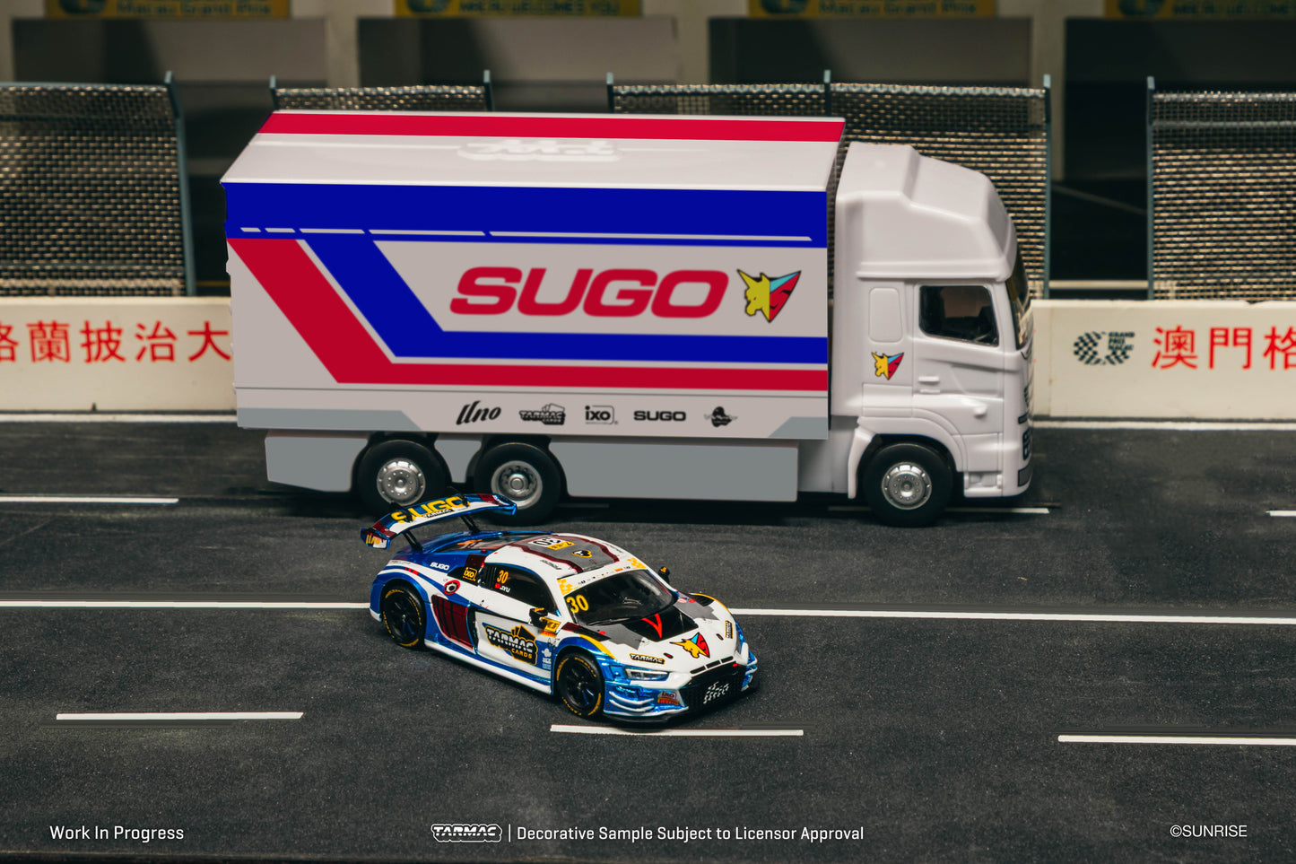 TARMAC WORKS HOBBY64 1/64 Audi R8 LMS GT3 evo II Macau GT Cup - FIA GT World Cup 2024 Uno Racing James Yu Model Car + Trading Cards Combo Set T64-043-24MGP30