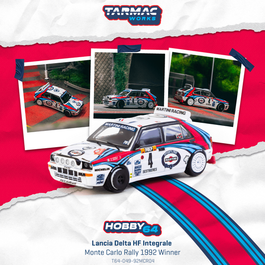 TARMAC WORKS HOBBY64 1/64 Lancia Delta HF Integrale Monte Carlo Rally 1992 Winner Didier Auriol / Bernard Occelli T64-049-92MCR04