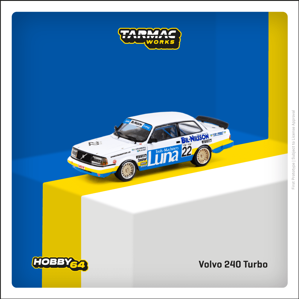 TARMAC WORKS HOBBY64 1/64 Volvo 240 Turbo ETCC Zolder 1984 Winner  Ulf Granberg / Robert L. Kvist T64-050-84ETC22