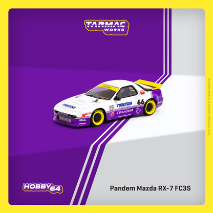 Tarmac Works HOBBY64 1/64 Pandem Mazda RX-7 FC3S White / Purple T64-066-WP
