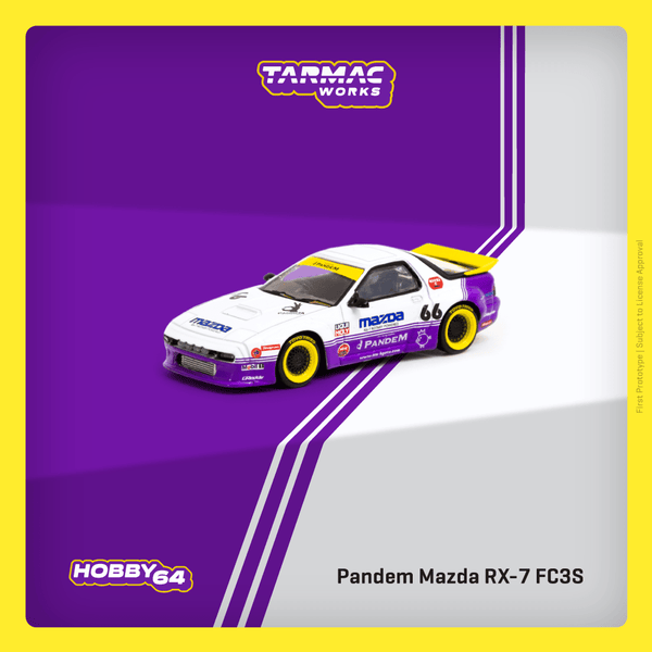 PREORDER Tarmac Works HOBBY64 1/64 Pandem Mazda RX-7 FC3S White / Purple T64-066-WP (Approx. Release Date : AUGUST 2024 subject to manufacturer's final decision)
