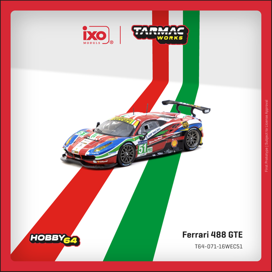 TARMAC WORKS HOBBY64 1/64 Ferrari 488 GTE 24h of Le Mans 2016 G. Bruni / J. Calado / A. Pier Guidi T64-071-16WEC51