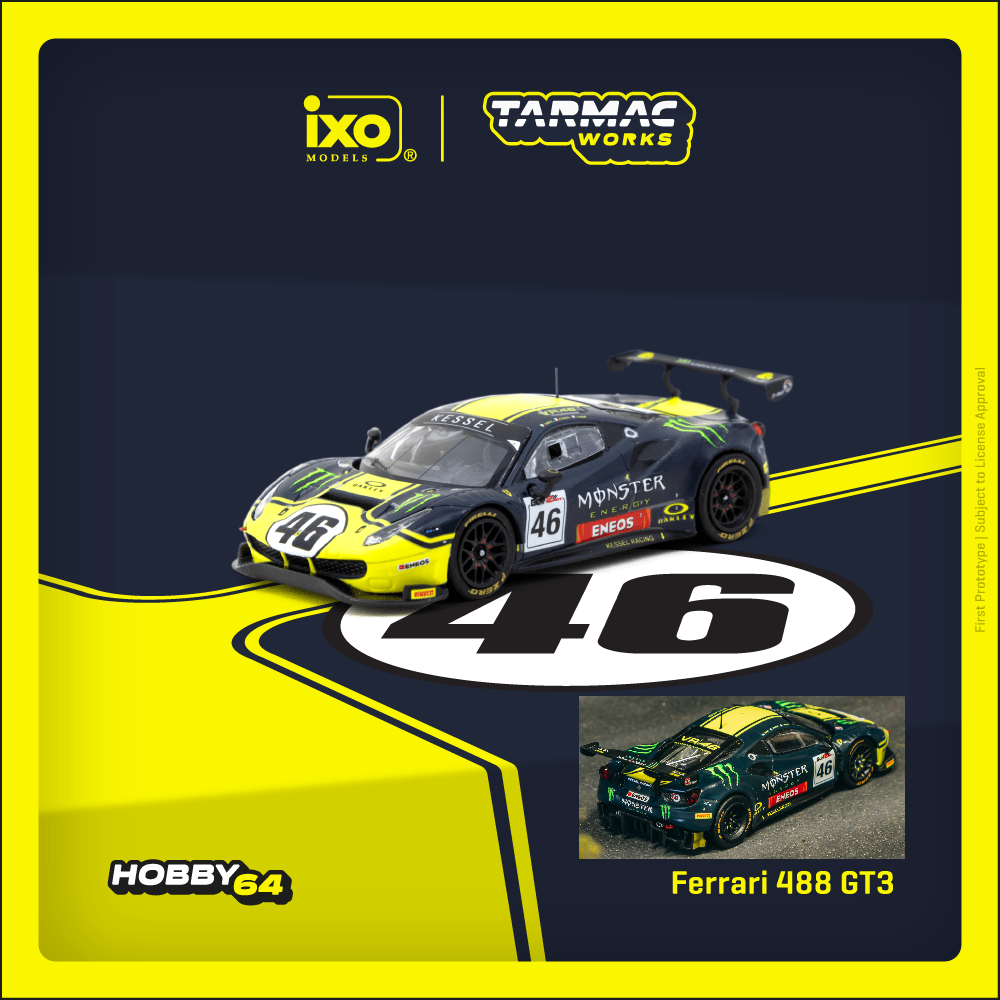 TARMAC WORKS HOBBY64 1/64 Ferrari 488 GT3 Gulf 12 Hours 2019 V. Rossi / A. Salucci / L. Marini T64-072-19GUF46