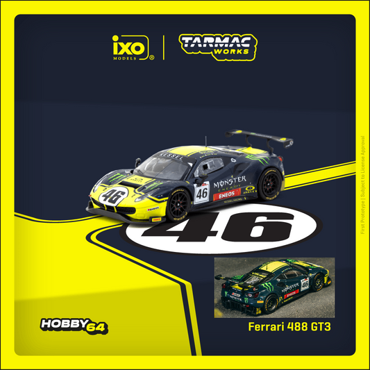 TARMAC WORKS HOBBY64 1/64 Ferrari 488 GT3 Gulf 12 Hours 2019 V. Rossi / A. Salucci / L. Marini T64-072-19GUF46