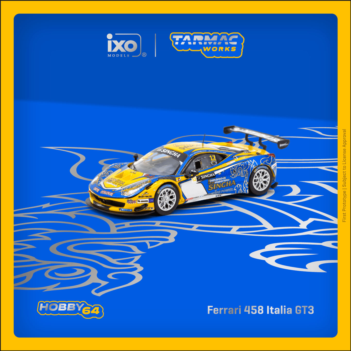TARMAC WORKS HOBBY64 1/64 Ferrari 458 Italia GT3 GT Asia 2016  C. Van Dam / P. Bhirombhakdi T64-074-16GTA12