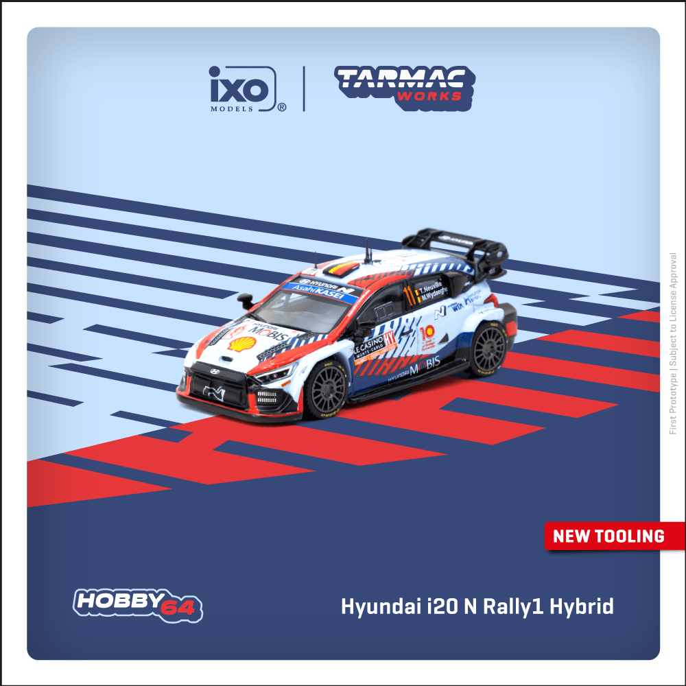 TARMAC WORKS HOBBY64 1/64 Hyundai i20 N Rally1 Hybrid Rallye Monte-Carlo 2024 Winner Thierry Neuville / Martijn Wydaeghe T64-089-24MCR11