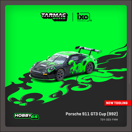 TARMAC WORKS HOBBY64 1/64 Porsche 911 GT3 Cup (992) Fire Monkey Motorsport T64-093-FMM