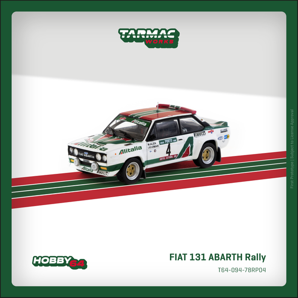 PREORDER TARMAC WORKS HOBBY64 1/64 FIAT 131 ABARTH Rally Rallye de Portugal - Vinho do Porto 1978 Winner Markku Alén / Ilkka Kivimäki T64-094-78RP04 (Approx. Release Date :  DEC 2025 subject to manufacturer's final decision)