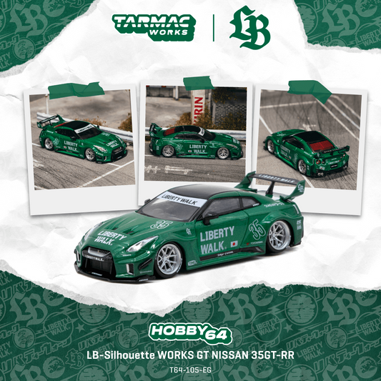 PREORDER Tarmac Works HOBBY64 1/64 LB-Silhouette WORKS GT NISSAN 35GT-RR Emerald green (Display Case)  T64-105-EG (Approx. Release Date :  Q4 2026 subject to manufacturer's final decision)