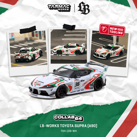 PREORDER Tarmac Works 1/64 LB-WORKS TOYOTA SUPRA (A90) White T64-109-WH (Approx. Release Date :  Q4 2026 subject to manufacturer's final decision)