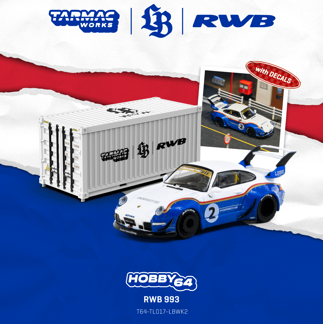 TARMAC WORKS HOBBY64 1/64 RWB 993 Liberty Walk - With Container T64-TL017-LBWK2