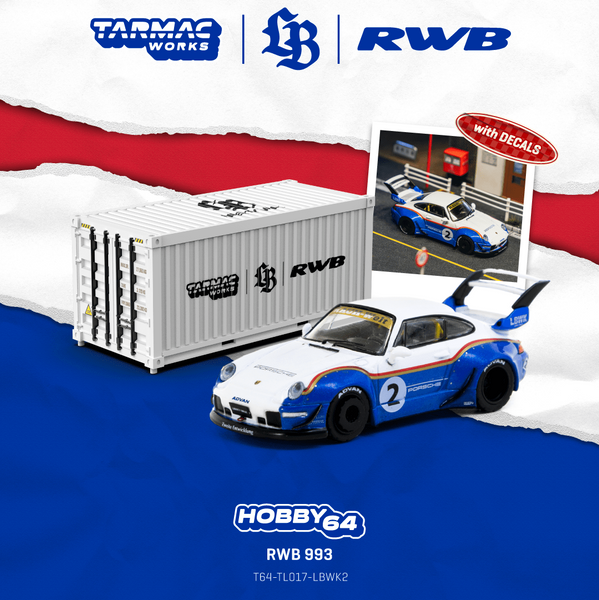 PREORDER TARMAC WORKS HOBBY64 1/64 RWB 993 Liberty Walk - With Container T64-TL017-LBWK2 (Approx. Release Date :  FEB 2026 subject to manufacturer's final decision)