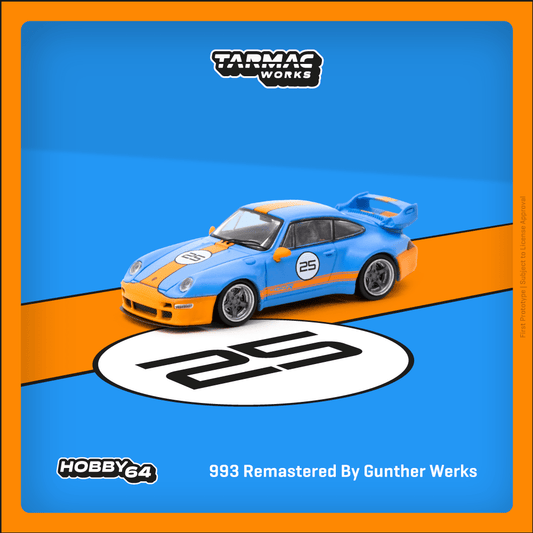 Tarmac Works HOBBY64 1/64 993 Remastered By Gunther Werks Blue / Orange T64-TL054-BO