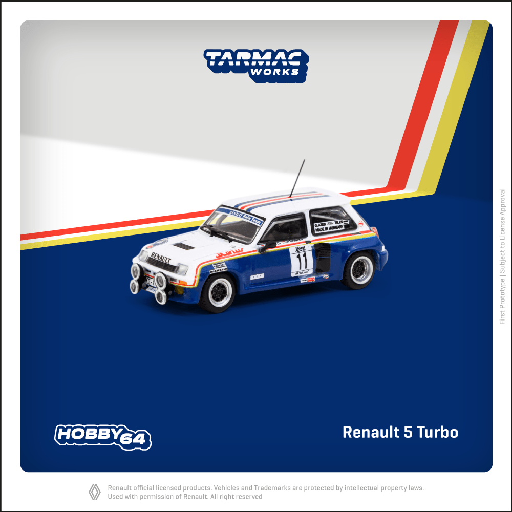 Tarmac Works HOBBY64 1/64 Renault 5 Turbo Rally Costa Brava 1985 Attila Ferjáncz / János Tandari T64-TL060-85RCB11