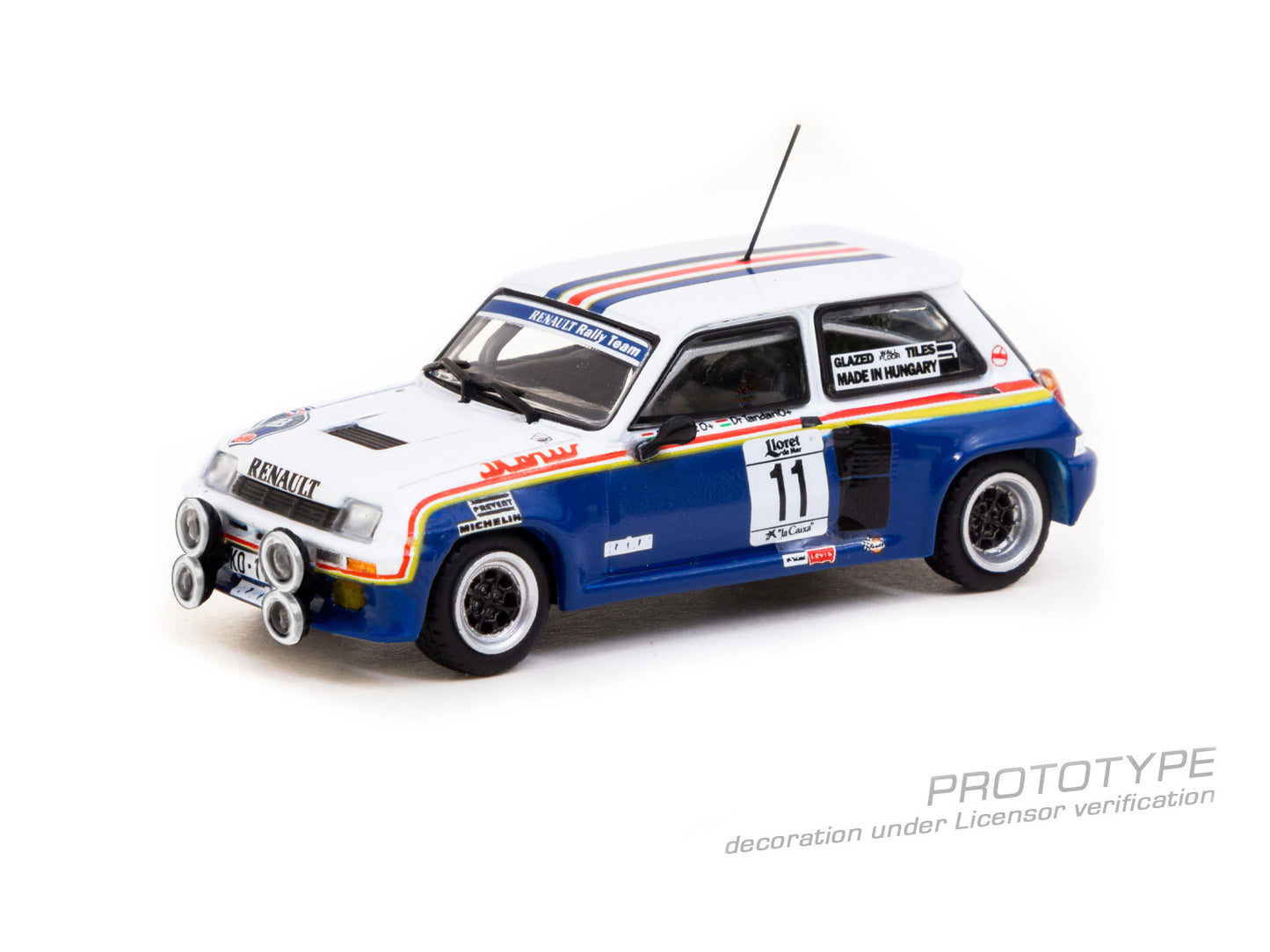 Tarmac Works HOBBY64 1/64 Renault 5 Turbo Rally Costa Brava 1985 Attila Ferjáncz / János Tandari T64-TL060-85RCB11