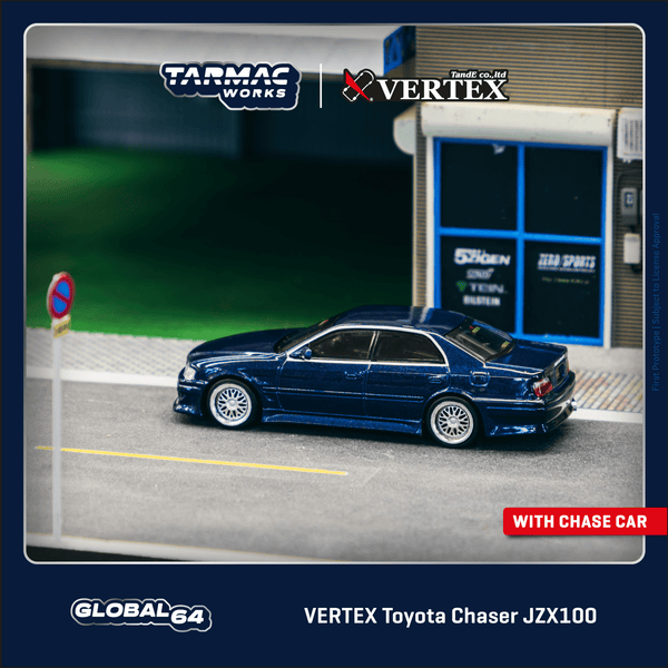 TARMAC WORKS GLOBAL64 1/64 VERTEX Toyota Chaser JZX100 Blue Metallic T64G-007-BL