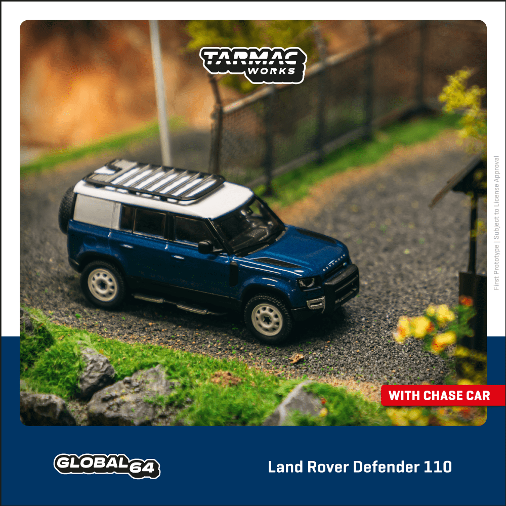 Tarmac Works GLOBAL64 1/64 Land Rover Defender 110 Blue T64G-020-BL