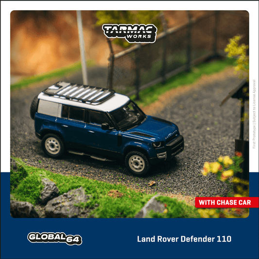 Tarmac Works GLOBAL64 1/64 Land Rover Defender 110 Blue T64G-020-BL