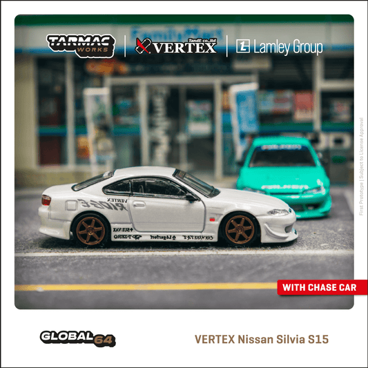 Tarmac Works GLOBAL64 1/64 VERTEX Nissan Silvia S15 White Metallic Lamley Special Edition T64G-023-WH