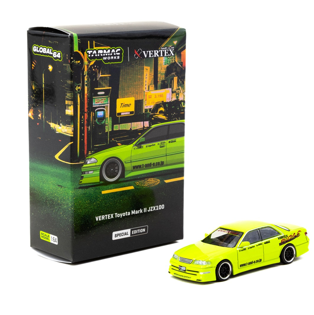 TARMAC WORKS GLOBAL64 1/64 VERTEX Toyota Mark II JZX100 Light Green *Tokyo Auto Salon 2025 Special Edition * T64G-024-LG
