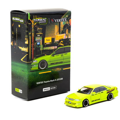TARMAC WORKS GLOBAL64 1/64 VERTEX Toyota Mark II JZX100 Light Green *Tokyo Auto Salon 2025 Special Edition * T64G-024-LG