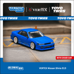 PREORDER Tarmac Works GLOBAL64 1/64 VERTEX Nissan Silvia S13 Blue Metallic TOYO TIRES T64G-025-BL (Approx. Release Date : AUGUST 2024 subject to manufacturer's final decision)