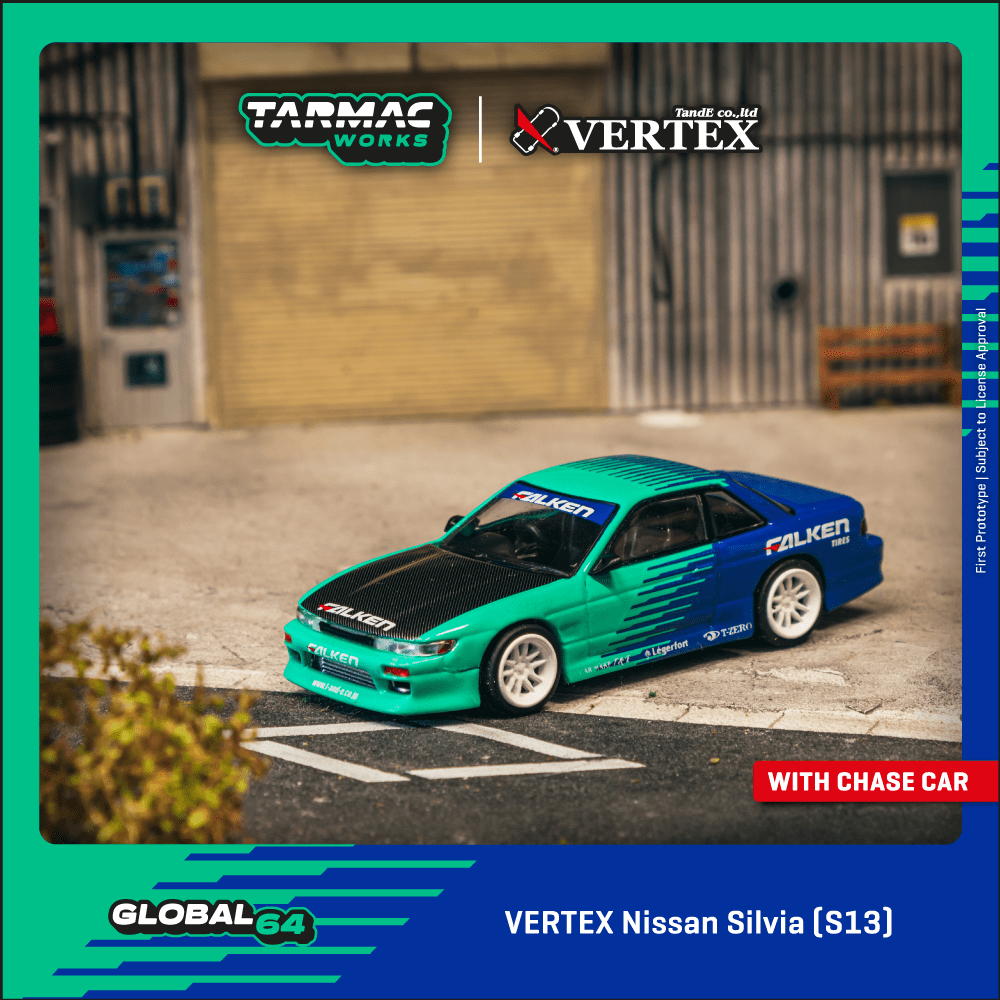 TARMAC WORKS GLOBAL64 1/64 VERTEX Nissan Silvia (S13) Falken T64G-025-FA