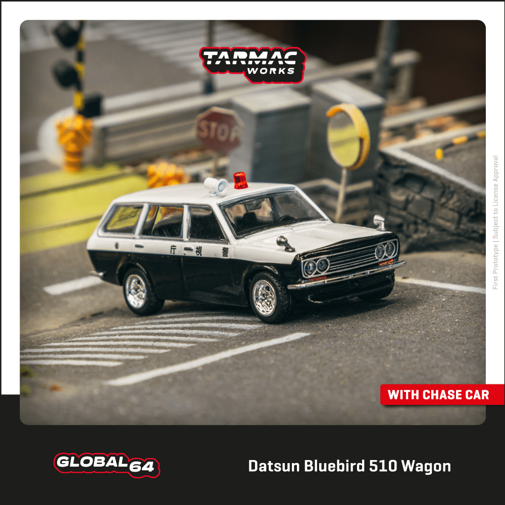 TARMAC WORKS GLOBAL64 1/64 Datsun Bluebird 510 Wagon Japan Police Car T64G-026-PC