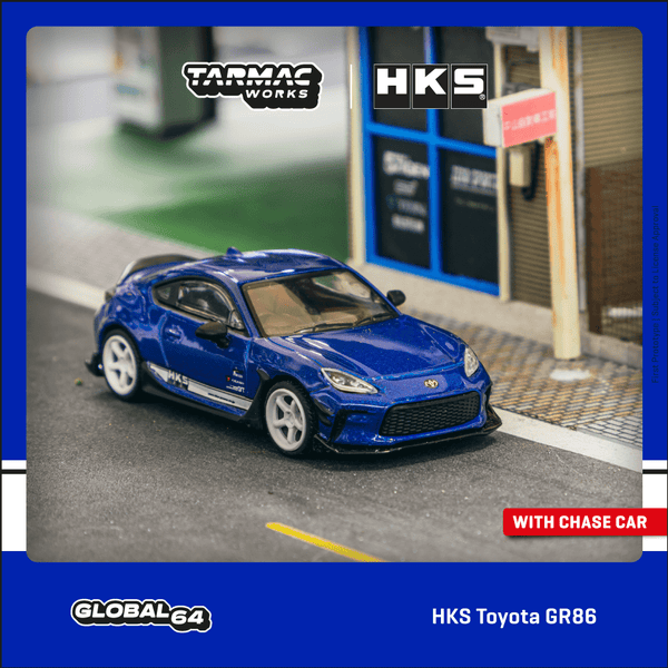 PREORDER Tarmac Works GLOBAL64 1/64 HKS Toyota GR86 Blue Metallic T64G-038-BL (Approx. Release Date : MAY 2024 subject to manufacturer's final decision)