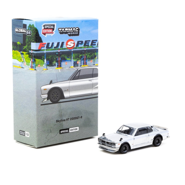 Tarmac Works GLOBAL64 1/64 Skyline HT 2000GT-R Silver Chrome Nismo Festival at Fuji Speedway Special Edition T64G-043-SC