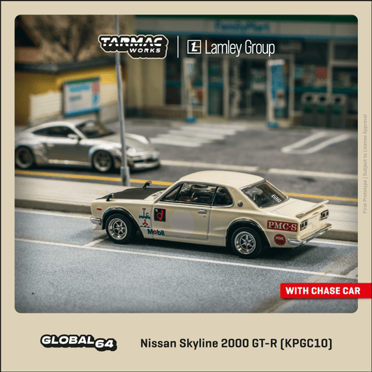 Tarmac Works GLOBAL64 1/64 Nissan Skyline 2000 GT-R (KPGC10) White Lamley Special Edition T64G-043-WH2