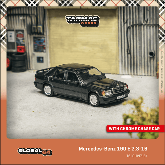 TARMAC WORKS GLOBAL64 1/64 Mercedes-Benz 190 E 2.3-16 Blue-Black metallic T64G-047-BK