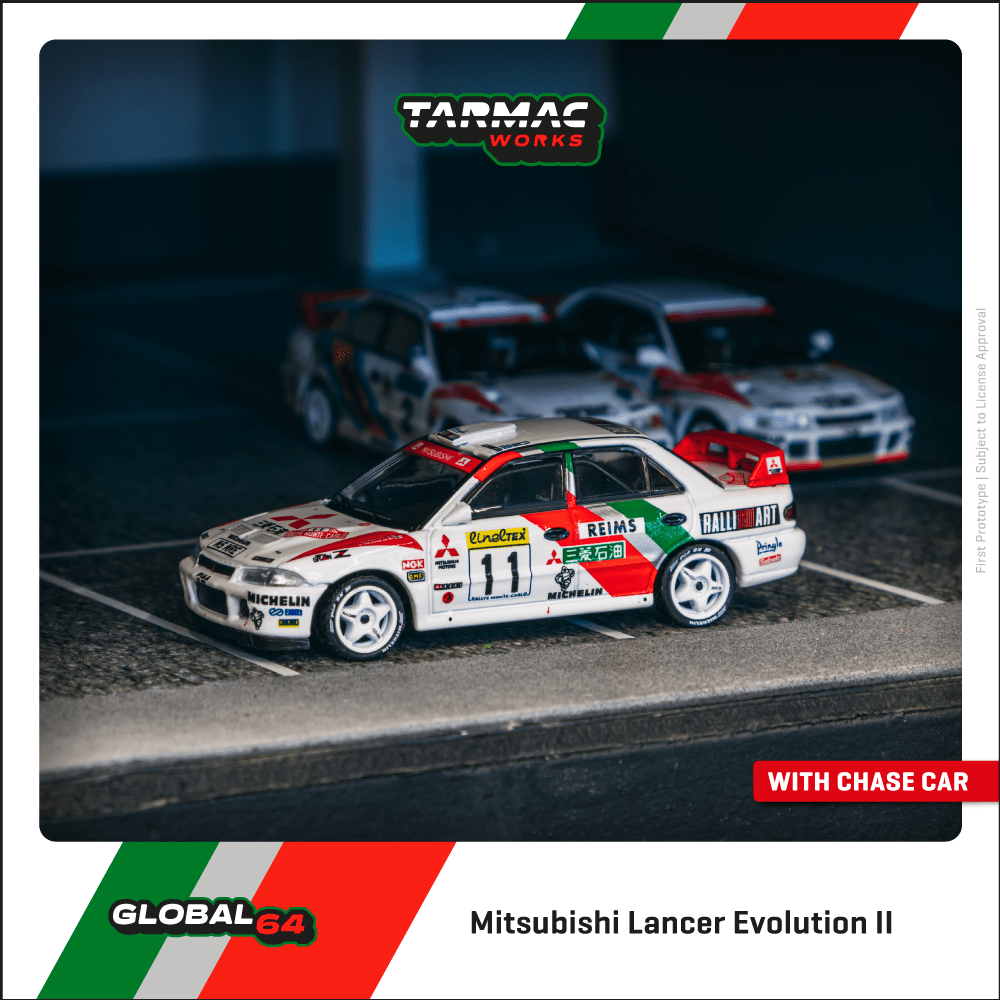 TARMAC WORKS GLOBAL64 1/64 Mitsubishi Lancer Evolution II Rallye Monte-Carlo 1995 T. Mäkinen / S. Harjanne T64G-049-95MCR11
