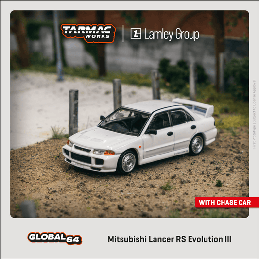 TARMAC WORKS GLOBAL64 1/64 Mitsubishi Lancer RS Evolution III White Lamley Special Edition T64G-050-RS