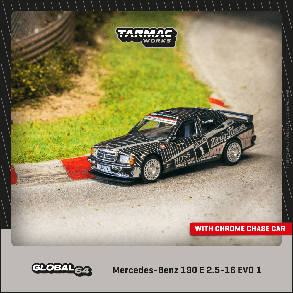 TARMAC WORKS GLOBAL64 1/64 Mercedes-Benz 190 E 2.5-16 EVO 1 DTM 1989 Klaus Ludwig T64G-057-89DTM01