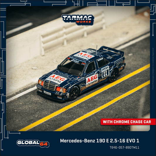 TARMAC WORKS GLOBAL64 1/64 Mercedes-Benz 190 E 2.5-16 EVO 1 DTM 1989 Dany Snobeck T64G-057-89DTM11