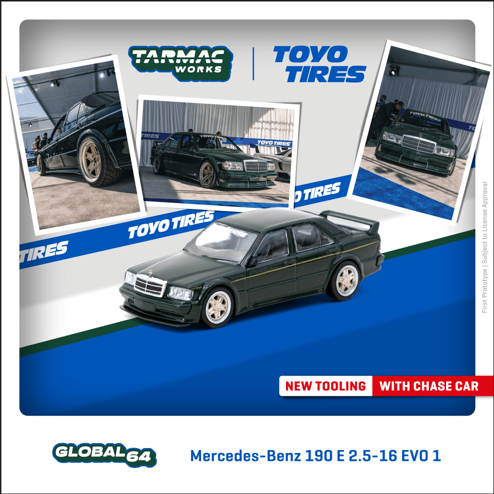 TARMAC WORKS GLOBAL64 1/64 Mercedes-Benz 190 E 2.5-16 EVO 1 TOYO TIRES T64G-057-TOYO